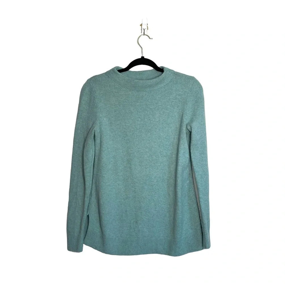 LOFT Aqua Mock Neck Wool Blend Plush Yarn Pullover Sweater Small Women’s